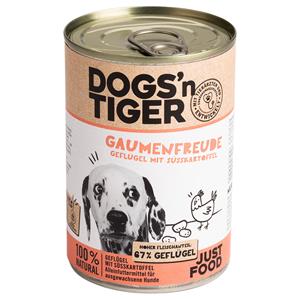 Dogs'n Tiger Voordeelpakket: 12x400g  Adult Gevogelte & Zoete aardappel hondenvoer nat