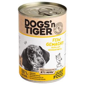 6x400g Dogs'n Tiger Junior Kip & Zoete aardappel hondenvoer nat
