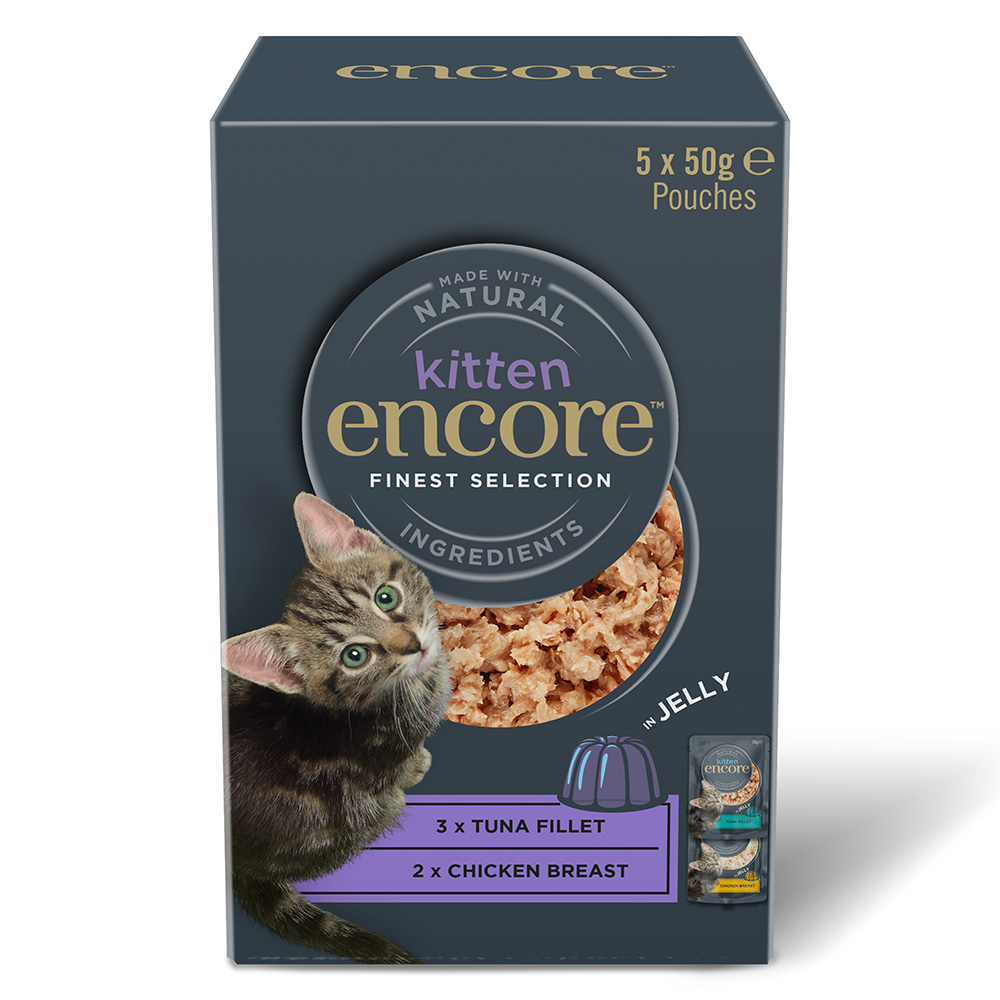 20x 50g Encore Kitten Jelly Pouch Fijnste selectie (2 soorten) natvoer voor katten