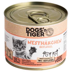 12x 200g Dogs'n Tiger Junior Cat Gevogelte kattenvoer nat