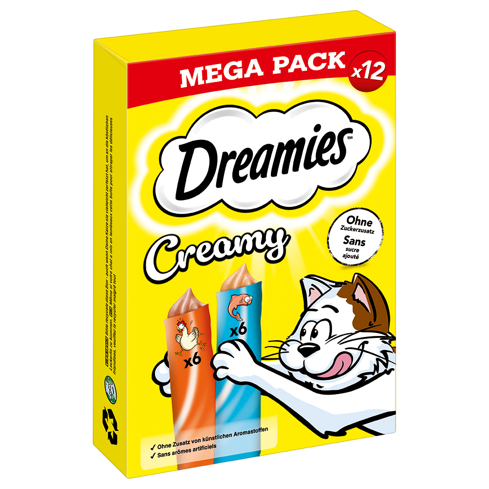 12x10g Kip en Zalm  Dreamies Creamy Snacks Kat