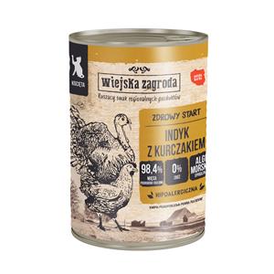 12x400g Wiejska Zagroda Cat Kitten Kalkoen en Kip natvoer voor katten