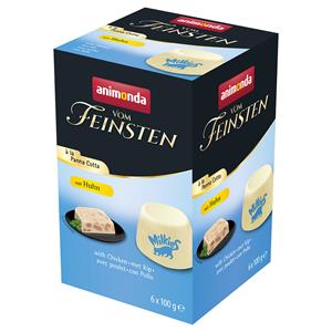 6 x 100 g animonda Vom Feinsten Adult à la Panna Cotta met Kip kattenvoer nat