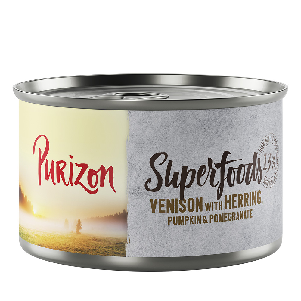 6x140g Superfoods Wild met Haring, Pompoen en Granaatappel Purizon Adult Hondenvoer