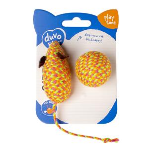 Duvo+ Jolly oranje muis en bal 2 stuks