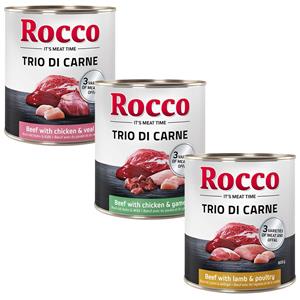 Rocco Trio di Carne Gemengd Probeerpakket 6 x 800 g Hondenvoer - Mix met drie soorten