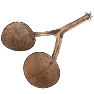 TIAKI zitstok met kokosnoot voerbakken 30 x 22 x 5 cm kooiaccessoires vogel