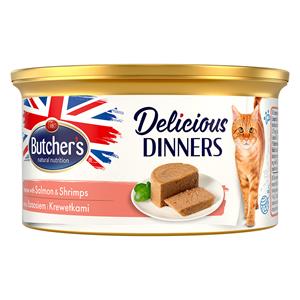 24x 85g Butcher's Delicious Dinners Kat Zalm & garnalen Natvoer