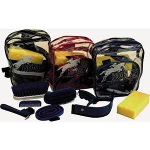 Grand National Groomingset in rugzak Horse/Horka blauw