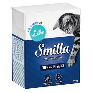 6x370 g Smilla Hapjes Makreel in Saus Katten Natvoer