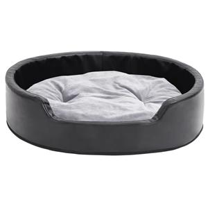 VidaXL Hondenmand 79x70x19 cm pluche en kunstleer zwart en grijs