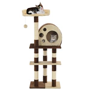 VidaXL Kattenkrabpaal met sisal krabpalen 127 cm beige en bruin