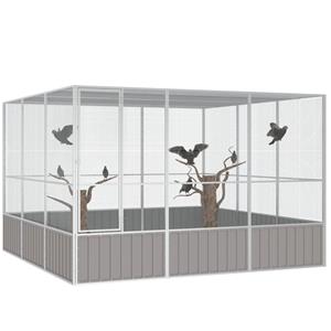 vidaXL Vogelkooi 302,5x324,5x211,5 cm gegalvaniseerd staal grijs