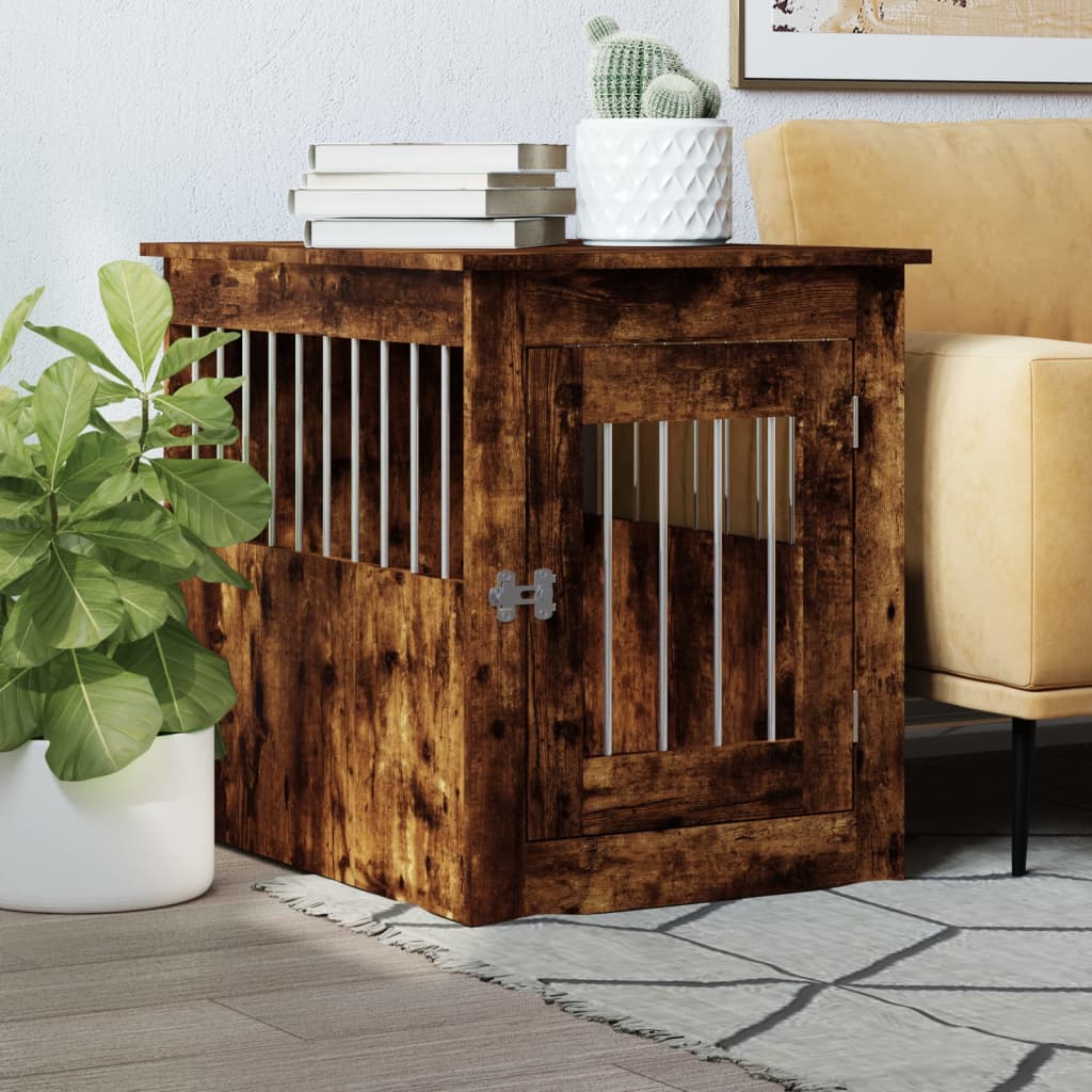 VidaXL Hondenbench 55x75x65 cm bewerkt hout gerookt eikenkleurig