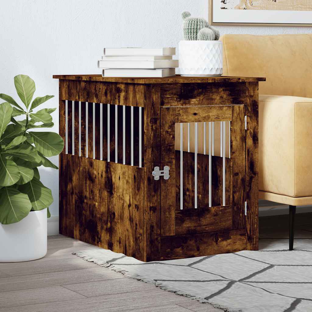 VidaXL Hondenbench 55 x 80 x 68 cm bewerkt hout gerookt eikenkleurig