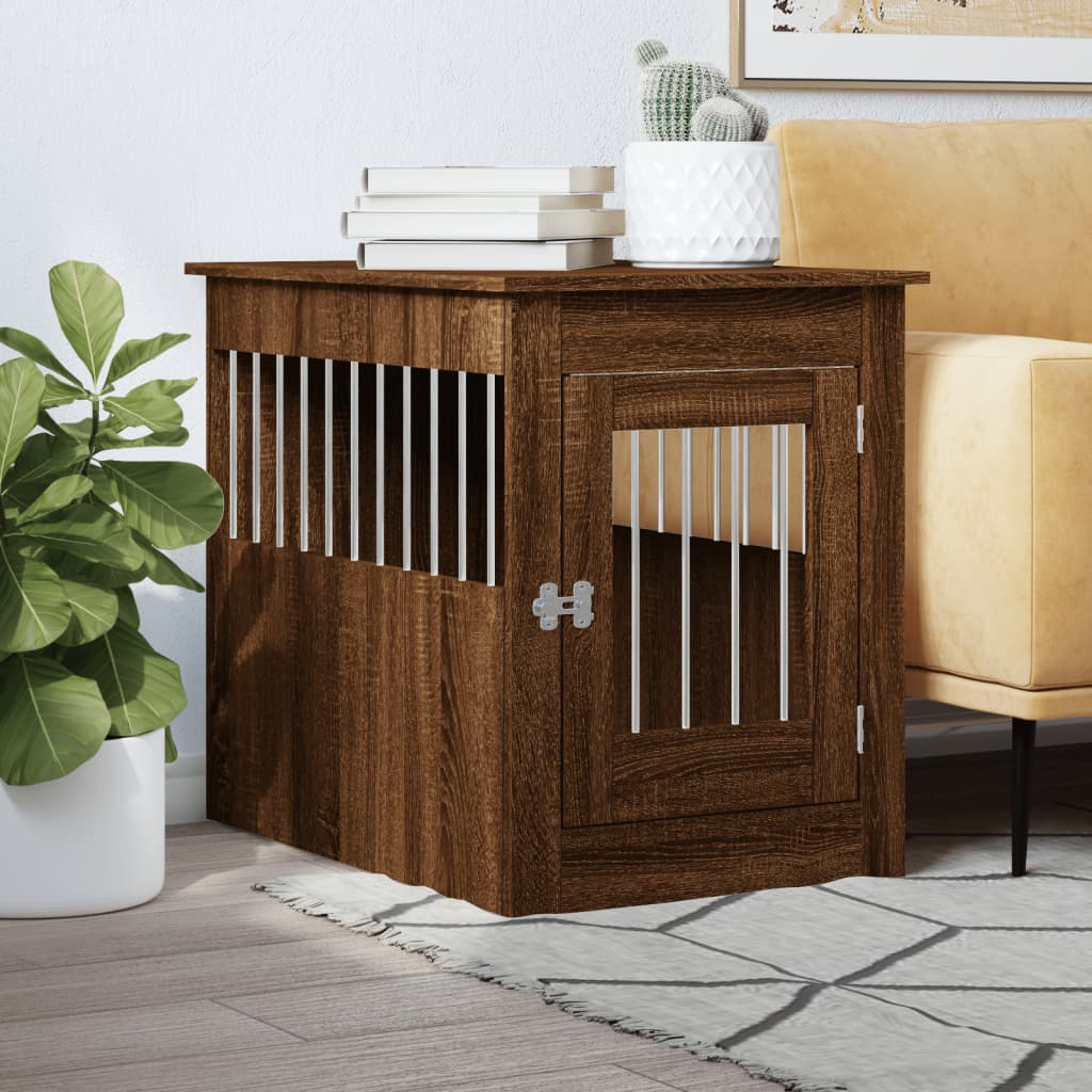 VidaXL Hondenbench 55 x 80 x 68 cm bewerkt hout bruin eikenkleur