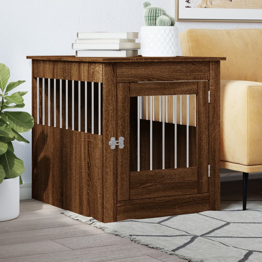 VidaXL Hondenbench 64,5x80x71 cm bewerkt hout bruin eikenkleur