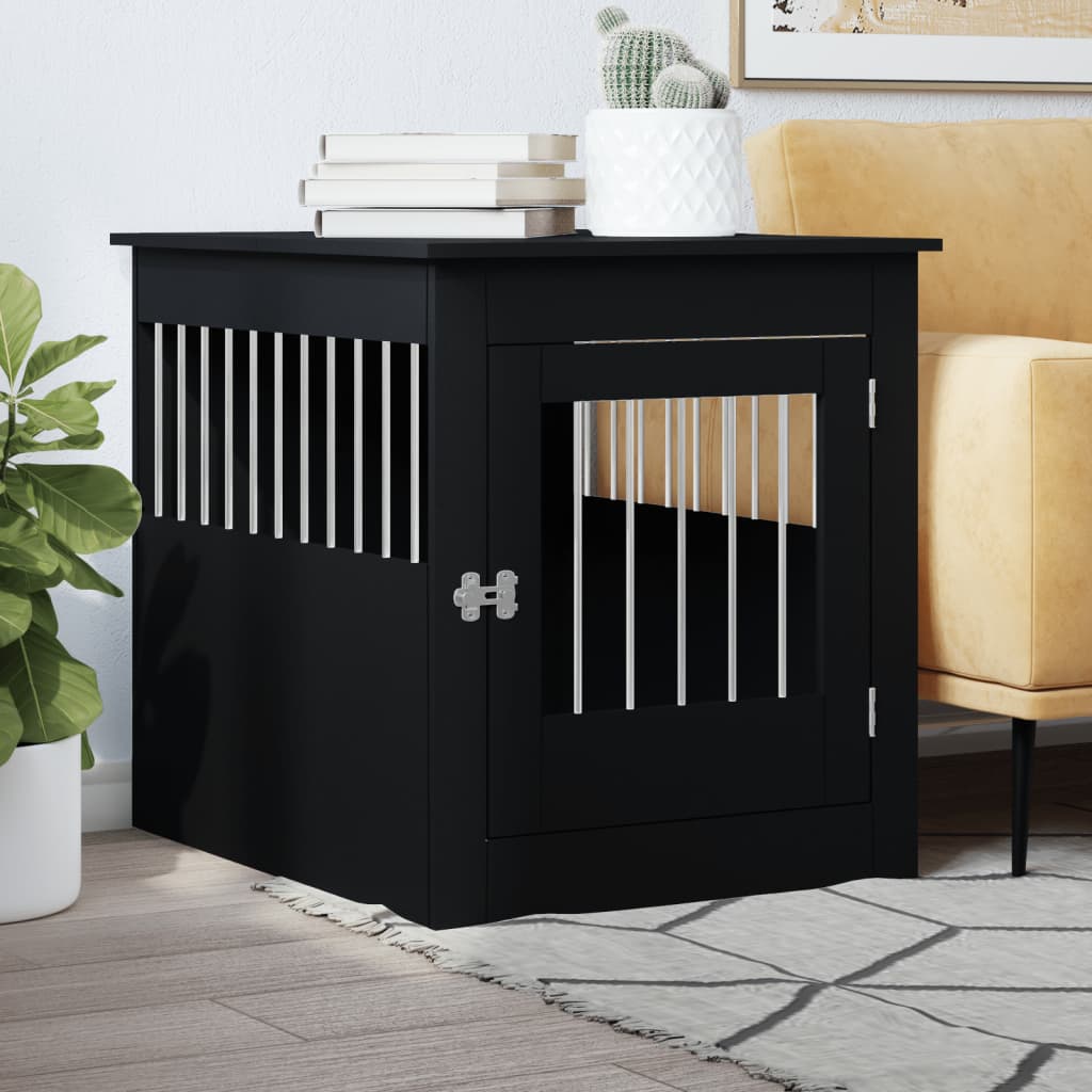 VidaXL Hondenbench 64,5x80x71 cm bewerkt hout zwart