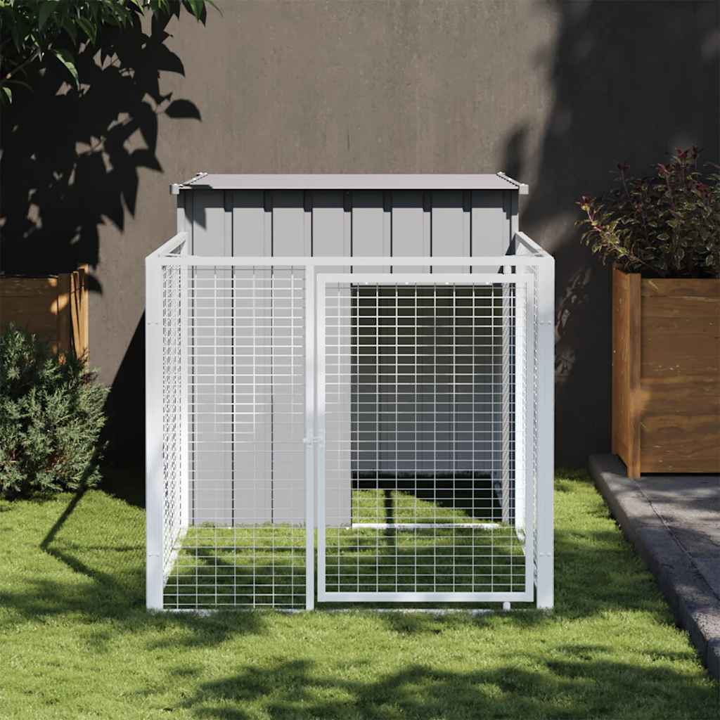 VidaXL Hondenhok met dak 110x201x110 cm gegalvaniseerd staal grijs