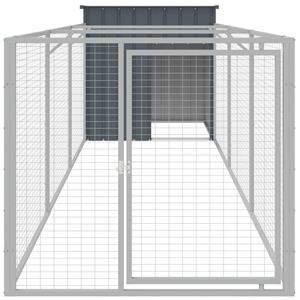 vidaXL Hondenhok met ren 110x405x110 cm gegalvaniseerd staal antraciet