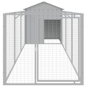 vidaXL Hondenhok met dak 117x405x123 cm staal lichtgrijs