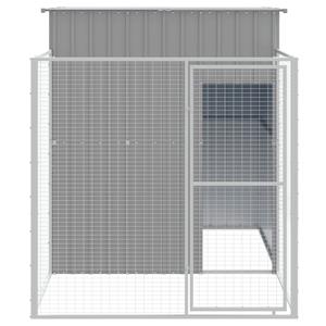 vidaxl Hondenhok met ren 165x251x181 cm gegalvaniseerd staal grijs
