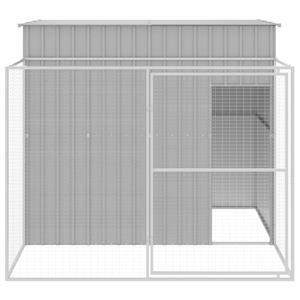 vidaxl Hondenhok met ren 214x253x181 cm staal lichtgrijs