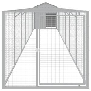 vidaXL Hondenhok met dak 117x813x123 cm staal lichtgrijs