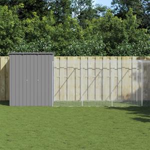 vidaxl Hondenhok met ren 165x659x181 cm gegalvaniseerd staal grijs