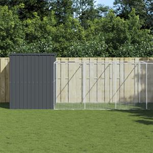 vidaxl Hondenhok met ren 214x1273x181 cm staal antraciet