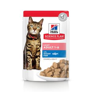 12x85g Feline Adult Zeevis maaltijdzakjes Hill's Science Plan Kattenvoer