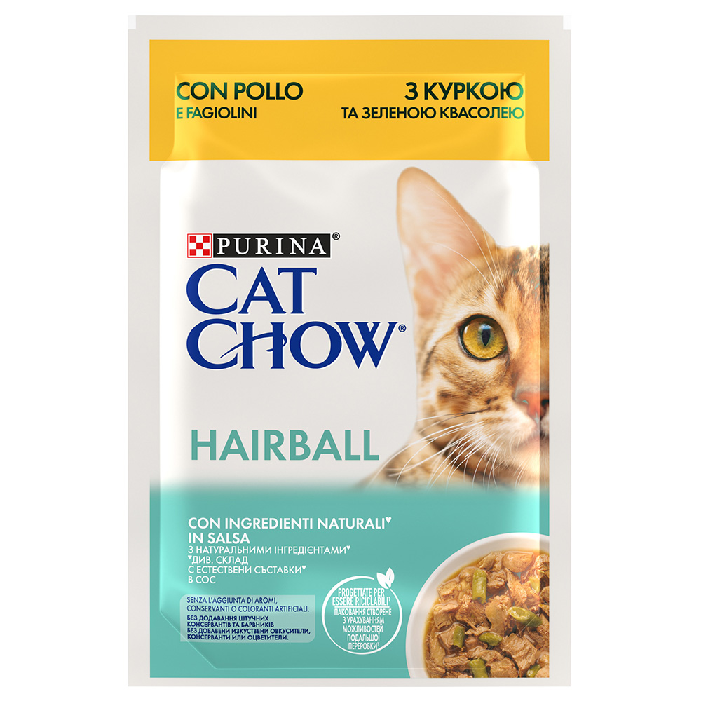 26 x 85 g Cat Chow Hairball Kip & Groene Bonen Kattenvoer