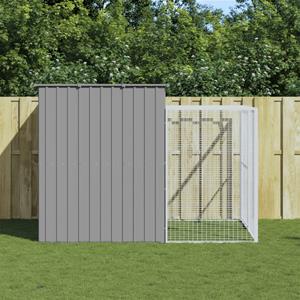 vidaxl Hondenhok met ren 214x253x181 cm staal lichtgrijs
