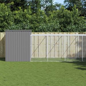 vidaxl Hondenhok met ren 214x865x181 cm staal lichtgrijs