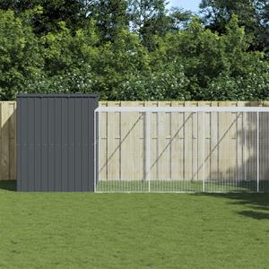 vidaxl Hondenhok met ren 214x1069x181 cm staal antraciet