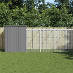 vidaxl Hondenhok met ren 214x1273x181 cm staal lichtgrijs