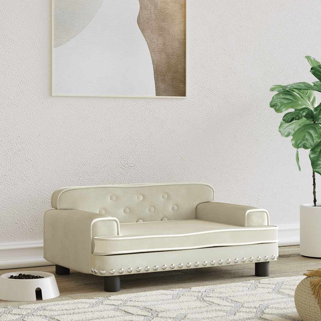 vidaxl Hondenmand 70x45x30 cm fluweel crèmekleurig