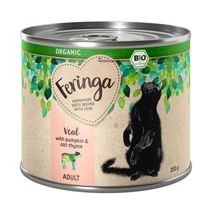 Feringa 6x200g Organic Adult Kalf met Pompoen en Amberkruid  Kattenvoer nat