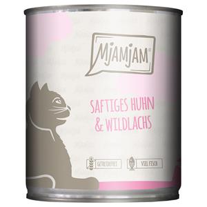 6x 800g MjAMjAM Sappige kip en wilde zalm nat kattenvoer