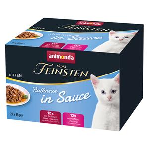 24 x 85 g animonda vom Feinsten Adult Raffinesse in Sauce Kitten gemengd pakket nat kattenvoer