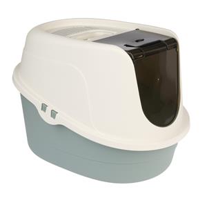 TIAKI kattenbak met kap Teala wit/teal
