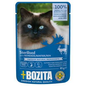 12 x 85 g Bozita hapjes in saus Sterilised nat kattenvoer met rendier