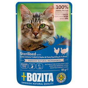 12x 85 g Bozita hapjes in saus Sterilised nat kattenvoer met gevogelte
