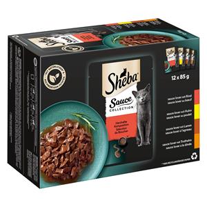 144x85g Saus Collection (Rund, Kip, Lam, Kalkoen)  Sheba Variaties Maaltijdzakjes