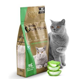 White Pure Paws Bentoniet kattenbakvulling Aleo Vera 10L