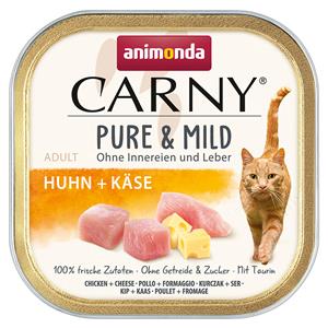 32 x 100 g animonda Carny Adult Pure & Mild kip + kaas nat kattenvoer