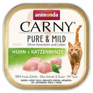 Animonda Carny Voordeelpakket: 64 x 100 g  Adult Puur & Mild kip + kattenmunt nat kattenvoer