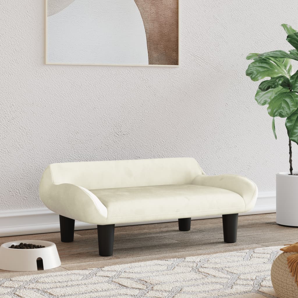 vidaxl Hondenmand 70x40x24 cm fluweel crèmekleurig
