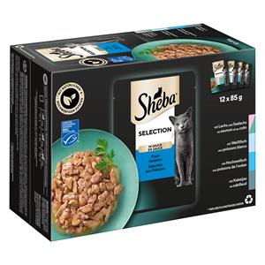144x85g Selection in Saus (Zalm, Zeevis, Witvis, Diepzeevis, Kabeljauw) Sheba Variaties Maaltijdzakjes