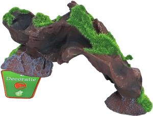 Boon Aquarium Ornament Boomstronk Brug met Mos - Polyresin Aquariumdecoratie 17x4,5cm Veilig & Duurzaam